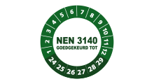 NEN 3140 stickers  - NEN 3140 goedgekeurd groen 2024 - 3 cm op rol