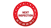 Volgende inspectie stickers - Next inspection sticker rood 2026 op rol