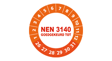 NEN 3140 stickers  - NEN 3140 goedgekeurd oranje 2026 op rol