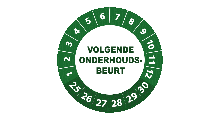 Volgende controle stickers - Volgende onderhoudsbeurt groen 2025 - 3 cm op rol