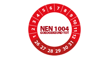 NEN 1004 stickers - NEN 1004 goedgekeurd rood 2026 op rol