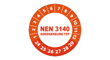 NEN 3140 stickers  - NEN 3140 goedgekeurd oranje 2024 - 3 cm op rol