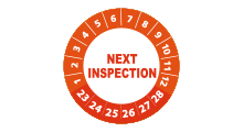 Volgende inspectie stickers - Next inspection sticker oranje 2023 - 3 cm op rol