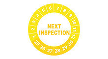 Volgende inspectie stickers - Next inspection sticker geel 2025 - 3 cm op rol