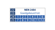 NEN 2484 stickers - NEN 2484 goedgekeurd tot - rechthoekig blauw 2022