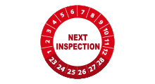 Volgende inspectie stickers - Next inspection sticker rood 2023 - 3 cm op rol