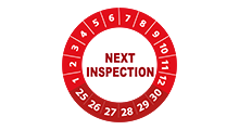 Volgende inspectie stickers - Next inspection sticker rood 2025 - 3 cm op rol