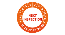 Volgende inspectie stickers - Next inspection sticker oranje 2025 - 3 cm op rol