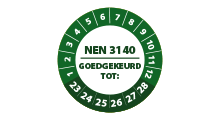 NEN 3140 stickers  - NEN 3140 goedgekeurd tot groen 2024 - 3 cm op rol