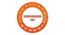 Goedgekeurd / Afgekeurd - Goedgekeurd tot sticker oranje 2026 op rol