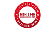 NEN 3140 stickers  - NEN 3140 goedgekeurd rood 2024 - 3 cm op rol