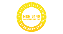 NEN 3140 stickers  - NEN 3140 goedgekeurd geel 2024 - 3 cm op rol