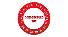 Goedgekeurd / Afgekeurd - Goedgekeurd tot sticker rood 2026 op rol