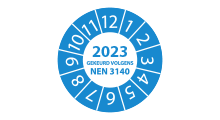 NEN 3140 stickers  - Gekeurd volgens NEN 3140 2023 - 3 cm op rol