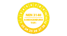 NEN 3140 stickers  - NEN 3140 goedgekeurd tot geel 2024 - 3 cm op rol